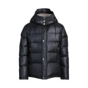 Afneembare capuchon zwarte jas met tartan patroon Aquascutum , Black ,...