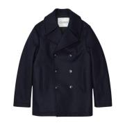 Gerecyclede wollen pea coat met regular fit Closed , Blue , Heren