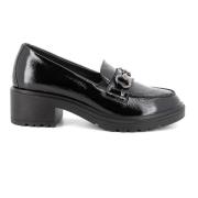 Zwarte leren mocassin met gerimpeld effect Igi&Co , Black , Dames