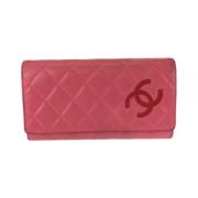 Pre-owned Leather wallets Chanel Vintage , Pink , Dames