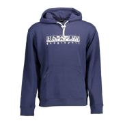 Blauwe hoodie met rits en print Napapijri , Blue , Heren