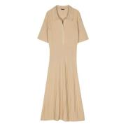 Beige Maxi Jurk in Fijne Merino Joseph , Beige , Dames