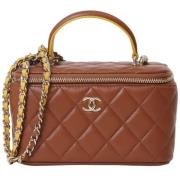 Pre-owned Leather chanel-bags Chanel Vintage , Brown , Dames