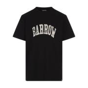 Smile Print Zwart T-shirt Barrow , Black , Heren