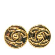 Pre-owned Fabric earrings Chanel Vintage , Yellow , Dames