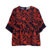 Geborduurde Godetia Shirt Essentiel Antwerp , Red , Dames