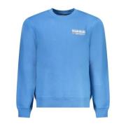 Blauwe Sweatshirt met Print en Lange Mouwen Napapijri , Blue , Heren