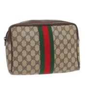 Pre-owned Leather clutches Gucci Vintage , Beige , Dames