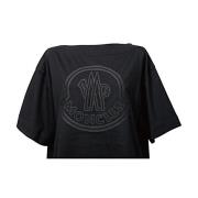 Casual Katoenen T-shirt Moncler , Black , Dames