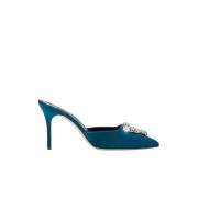 Blauw Turkoois Kristal Sandalen Stijlvol Manolo Blahnik , Blue , Dames