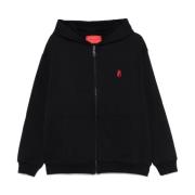 Flame Logo Zip Hoodie Vision OF Super , Black , Heren