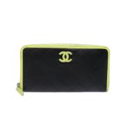 Pre-owned Leather wallets Chanel Vintage , Black , Dames