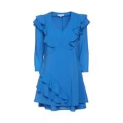 Blauwe ruche V-hals jurk Italië Patrizia Pepe , Blue , Dames