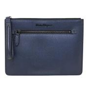 Pre-owned Leather clutches Salvatore Ferragamo Pre-owned , Blue , Dame...