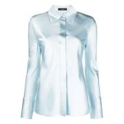 Blauwe Zijden Satijnen Blouse met Lange Mouwen Joseph , Blue , Dames