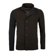 Grove Gebreide Wollen Cardigan met Rits Barbour , Green , Heren