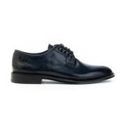 Handgeverfde Leren Derby Schoenen Brecos , Blue , Heren