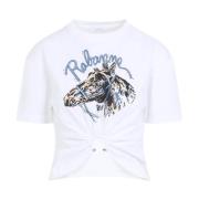 Witte T-shirt voor vrouwen Paco Rabanne , White , Dames