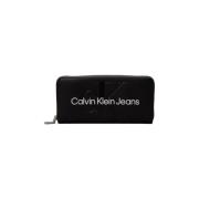 Mode Zwart Portemonnee met Rits Calvin Klein , Black , Dames