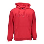 Rode hoodie met borduursel en logo Superdry , Red , Heren