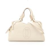 Pre-owned Leather handbags Cartier Vintage , White , Dames