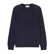 Wollen Bouclé Raglan Crewneck Sweater Closed , Blue , Heren