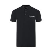 Katoenen poloshirt met contrastlogo Aquascutum , Black , Heren