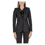 Zwarte Knoop Blazer Reverskraag Sandro Ferrone , Black , Dames