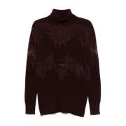 Bordeaux Rode Kasjmier Gebreide Trui Ermanno Scervino , Red , Dames