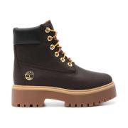 Bruin Leren Waterdichte Veterschoenen Timberland , Brown , Dames