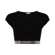 Zwarte Strass Top Patrizia Pepe , Black , Dames