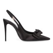 Zijden slingback pumps met strikdetail Dolce & Gabbana , Black , Dames