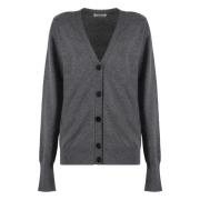 Luxe Cashmere Cardigan met Ribgebreide Randen Jil Sander , Gray , Dame...