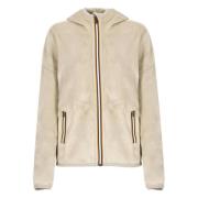 Beige Velvet Hoodie met Zakken K-Way , Beige , Dames