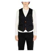 Zwarte V-Hals Button-Up Gilet Gianni Lupo , Black , Heren