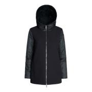 Zwarte gewatteerde jas met rits RRD , Black , Dames