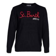 Heren trui. Ronde hals, Regular Fit. Wol. MC2 Saint Barth , Black , He...