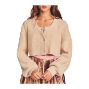 Beige Kasjmier Vest Zigzag Patroon Loveshackfancy , Beige , Dames