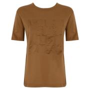 Leren Bruine T-shirt Katoen Jersey Korte Mouw Max Mara , Brown , Dames