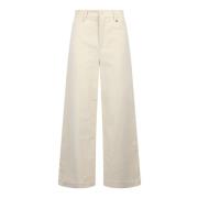 Geribbelde hoge taille wijde pijp broek Sea NY , Beige , Dames