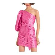 Roze Asymmetrische Jurk met Pofmouw Loveshackfancy , Pink , Dames