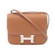 Pre-owned Leather shoulder-bags Hermès Vintage , Brown , Dames