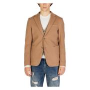 Beige Revers Kraag Blazer Herfst/Winter Gianni Lupo , Beige , Dames