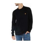 Zwarte Gebreide Ronde Hals Trui Lyle & Scott , Black , Heren