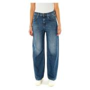 Baggy Fit Jeans met Moustache Effect Replay , Blue , Dames