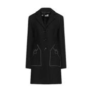 Wollen jas met hartborduursel Love Moschino , Black , Dames