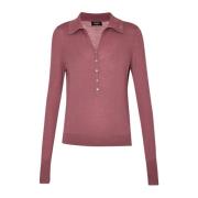 Roze Cashmere Polo Shirt met Lange Mouwen Liu Jo , Pink , Dames