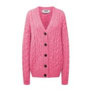 Roze Cable-Knit V-Neck Sweater Msgm , Pink , Dames