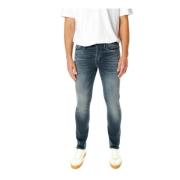 Slim Fit Mid Waist Jeans Denham , Blue , Heren