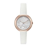 Elegante Leren Band Kwarts Horloge Furla , White , Dames